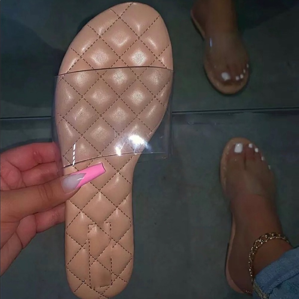 Nude clear slide sandals